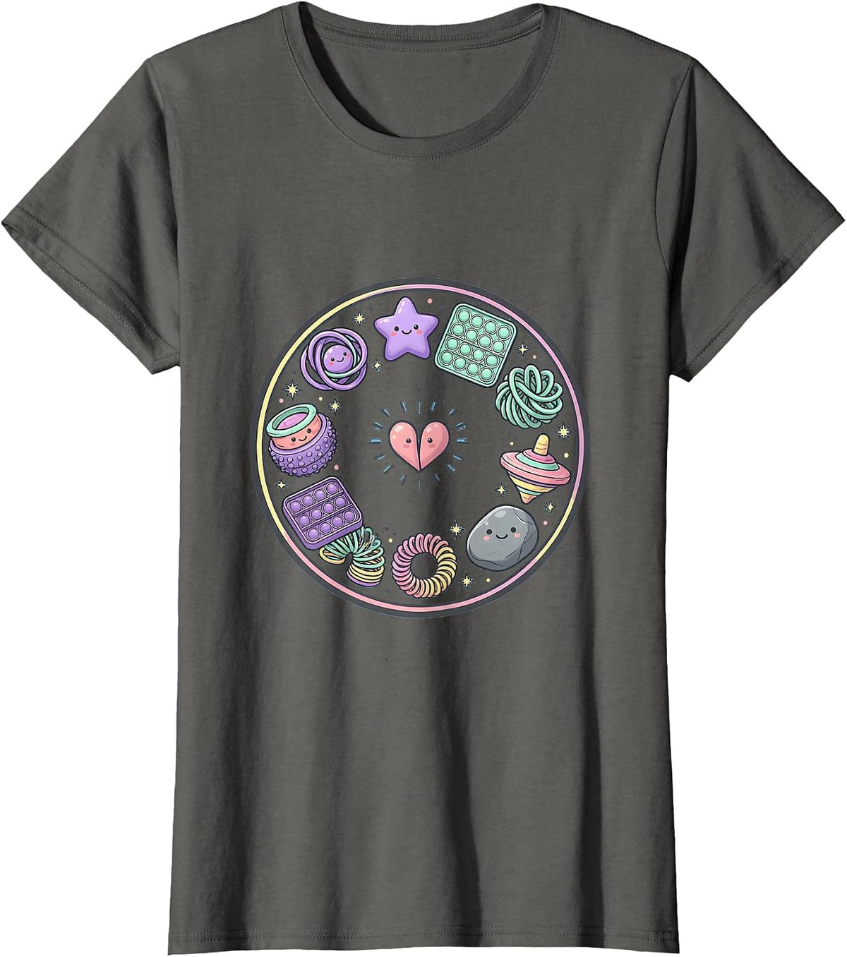 Women's Special Education Teacher Sensory Fidget Tools Design T-Shirt - Asphalt Grey