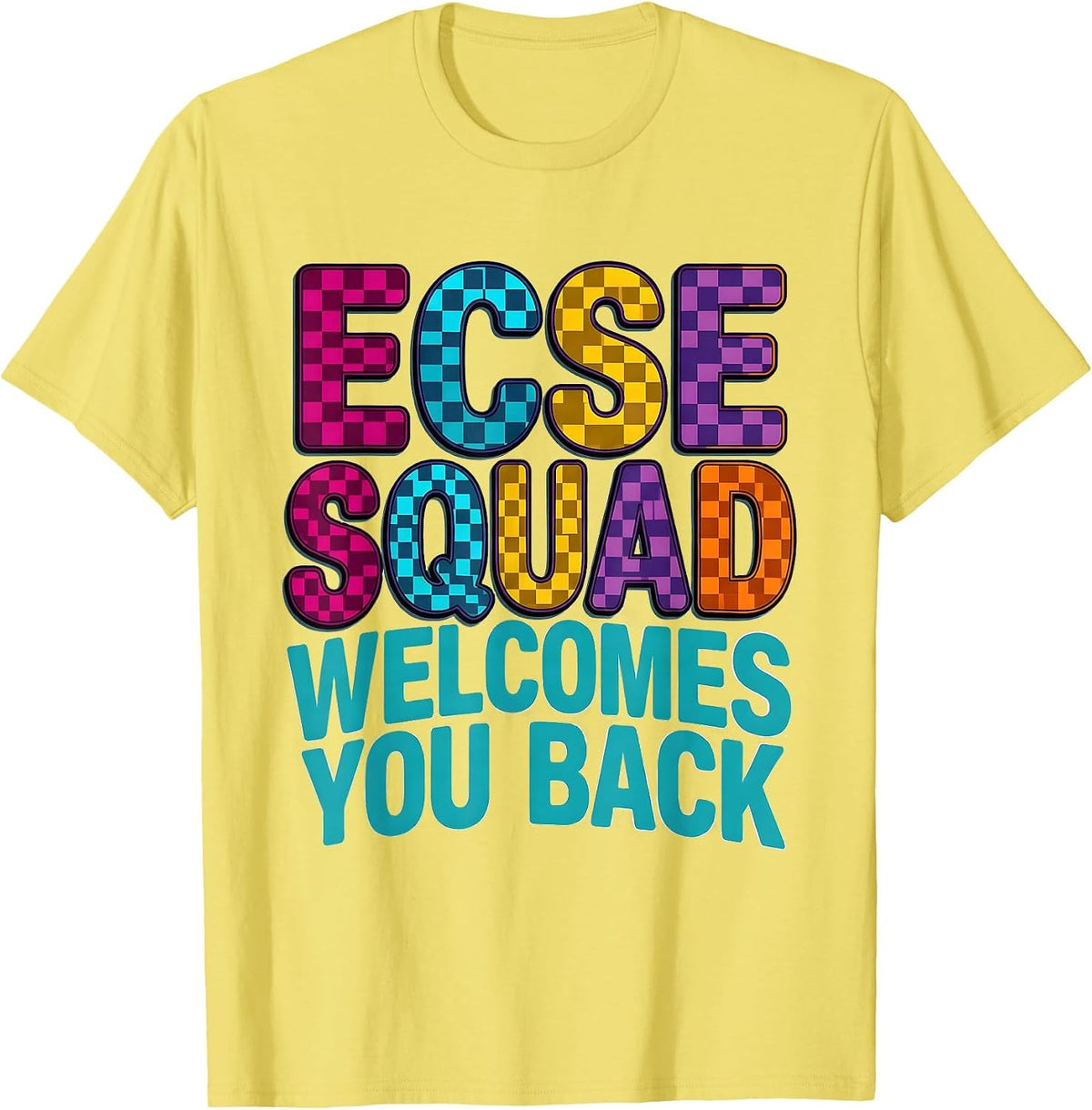 Men's ECSE Squad Welcomes You Back Colorful School Support Staff T-Shirt - Lemon Yellow