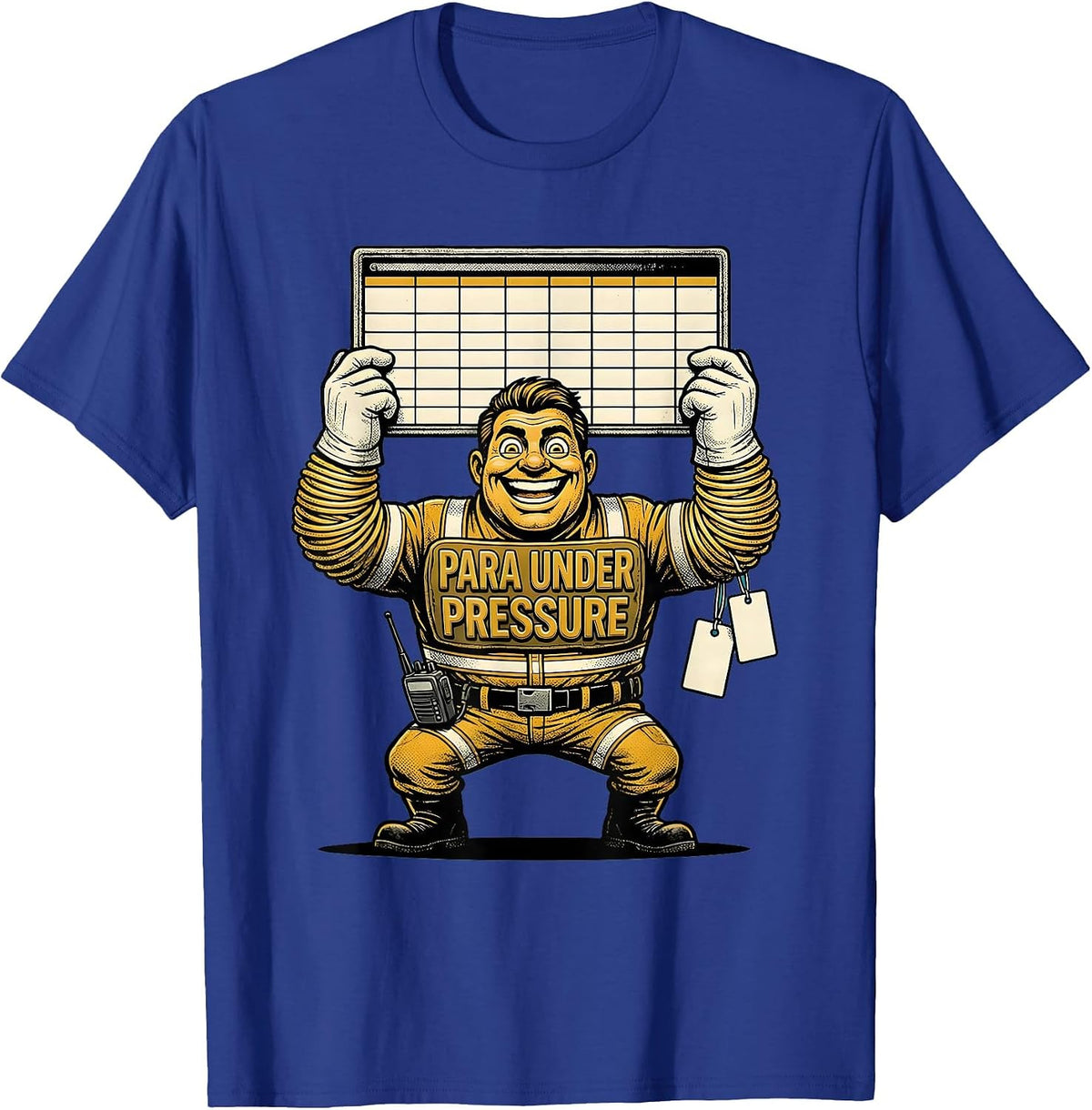 Para Under Pressure Retro Cartoon Paraprofessional Humor T-Shirt, Men, Royal Blue, XX-Large - As Pictured