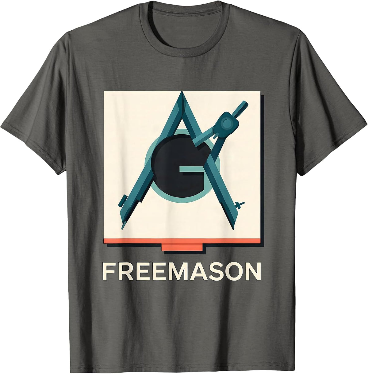 Men's Freemason Square And Compass Masonic Fraternal Pride T-Shirt - Asphalt Grey