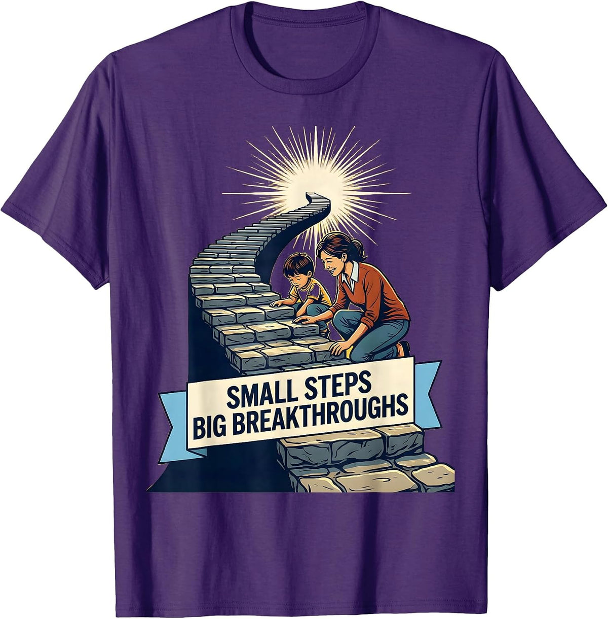 Small Steps Big Breakthroughs Sped Teacher Design T-Shirt - Purple