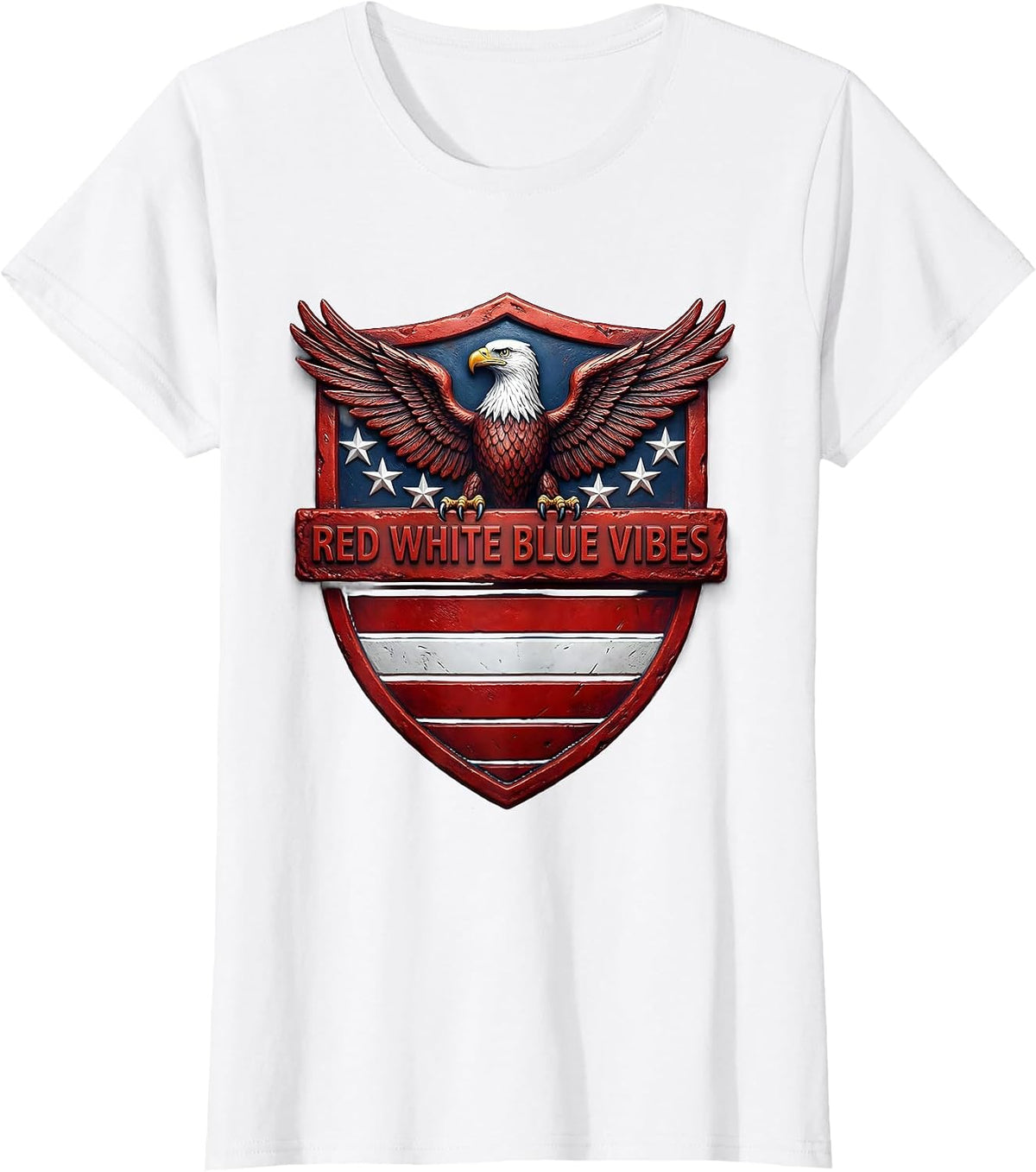 Red White and Blue Vibes Patriotic Design T-Shirt - White