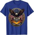 Memorial Crosses at Dusk Veteran Tribute T-Shirt - Royal Blue