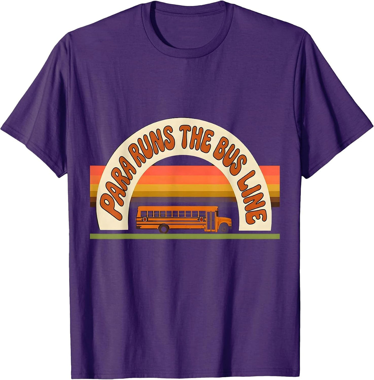 Men's PARA Runs The Bus Line Retro 70s Paraeducator Back To School T-Shirt - Purple