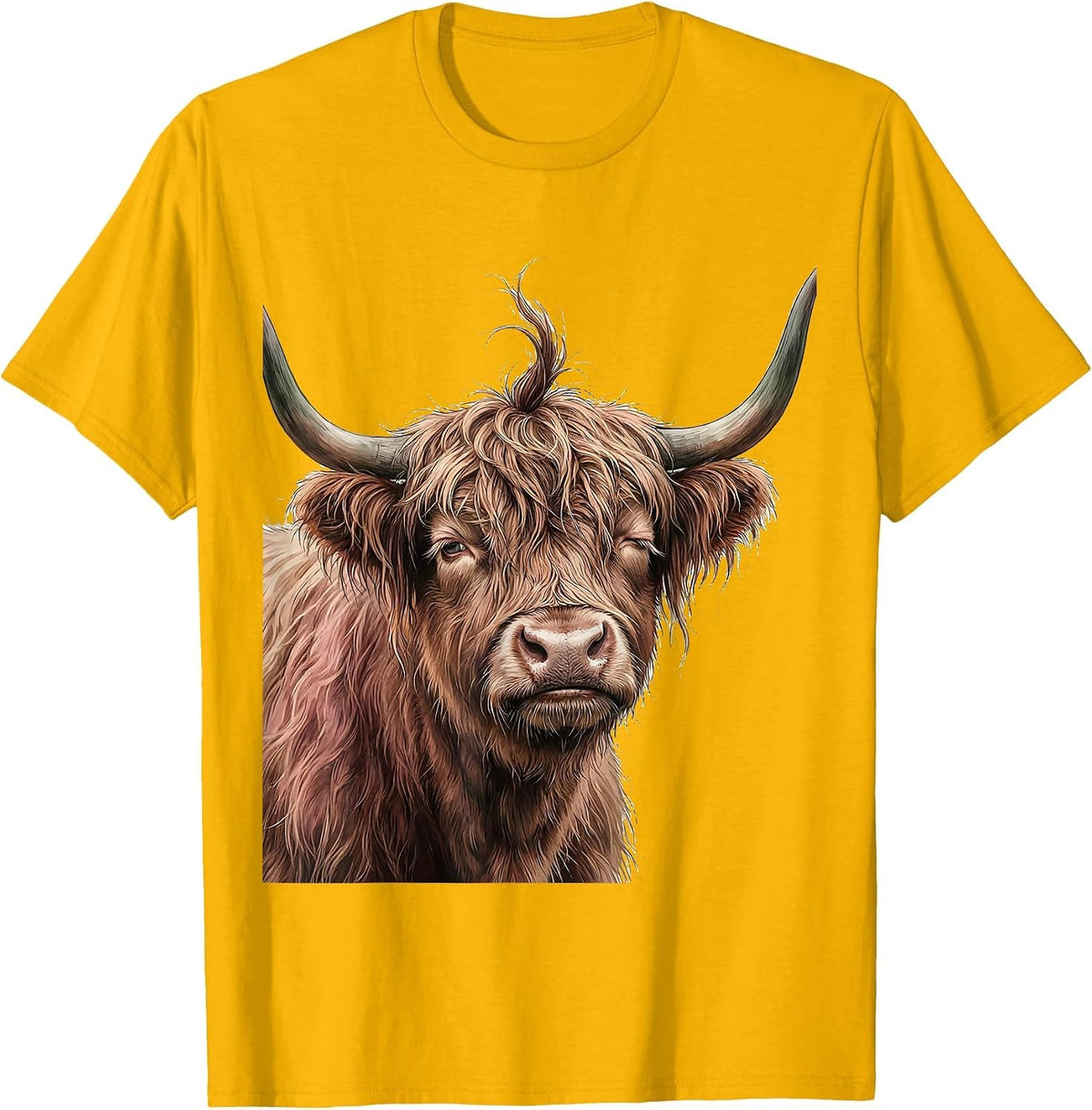 Men's Highland Cow Farm Humor Funny Cow Lover Gift T-Shirt - Golden Yellow
