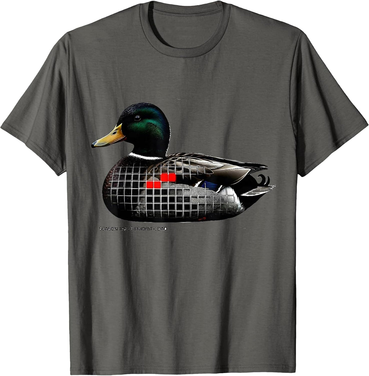 Men's Season Takes Priority Dad Duck Hunting Camo Father Father'S T-Shirt - Asphalt Grey