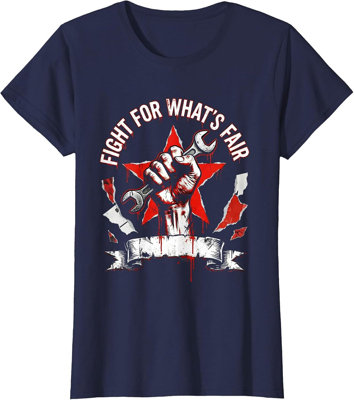Women's Fight for Whats Fair Equal Rights Labor Day Design T-Shirt - Navy Blue