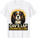 Men's Cav's Lap Chancellor Pop Art Cavalier King Charles Spaniel T-Shirt - White