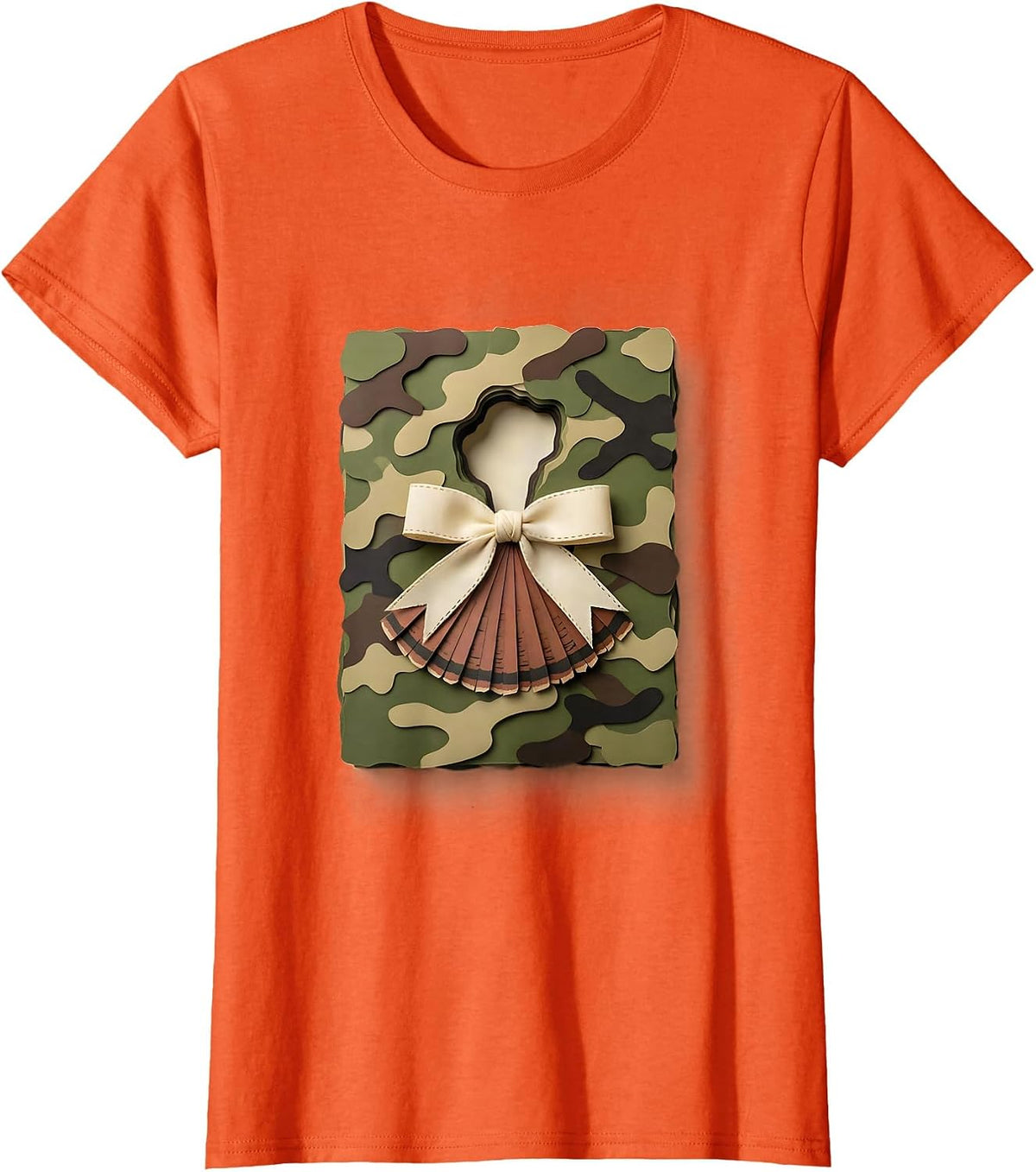 Camo Bow Hunting Ol Lady Outdoor Pride T-Shirt - Orange
