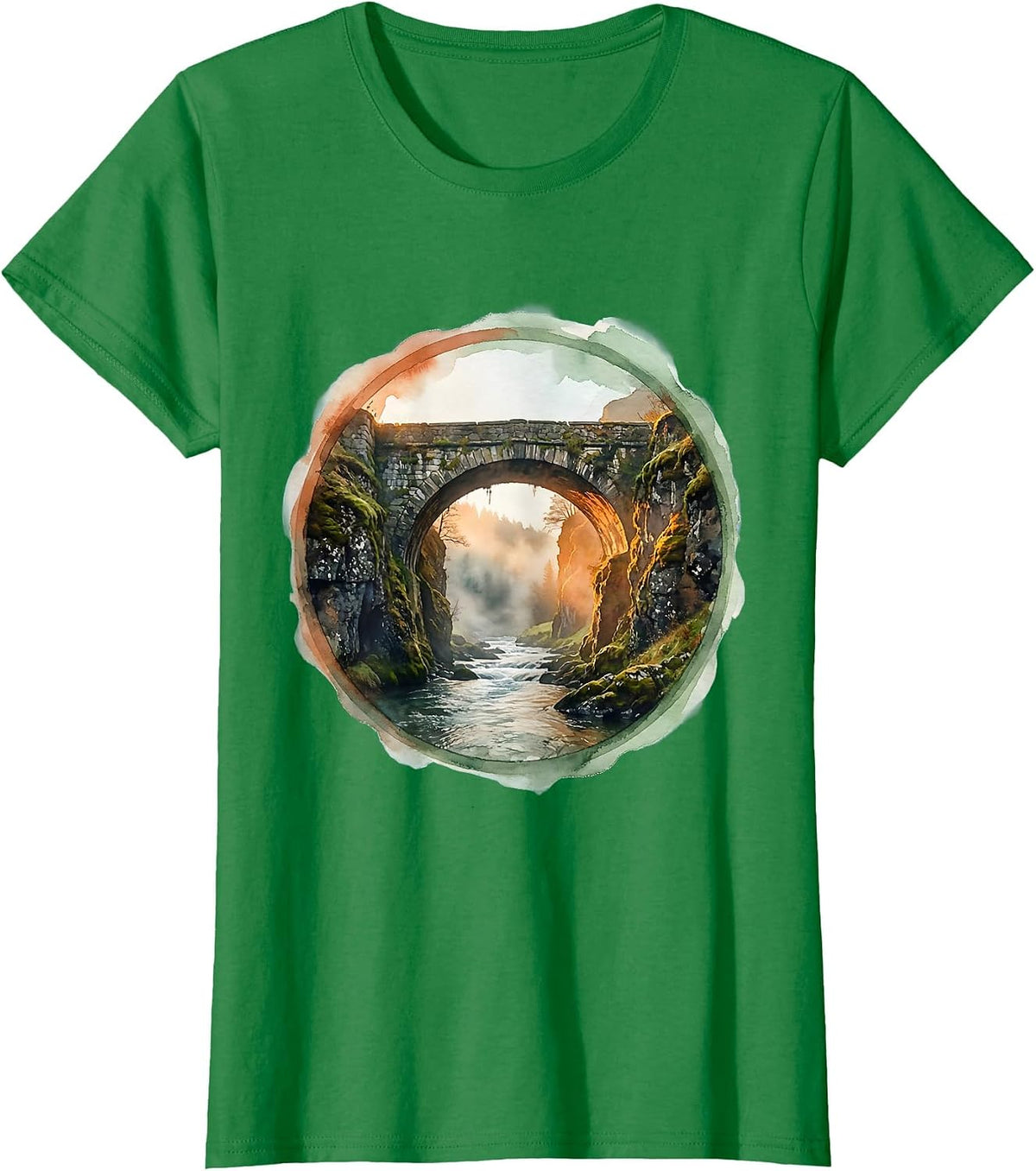 Women's Social Worker Bridge Graphic Illustration T-Shirt - Kelly Green