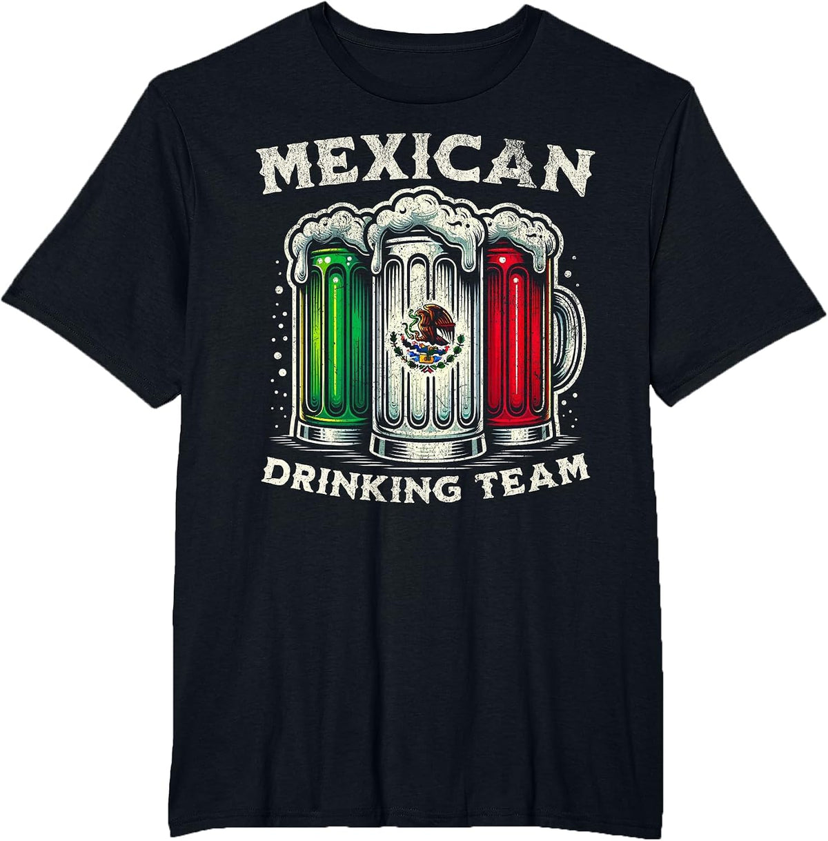 Official Mexican Flag Drinking Team - Funny Cinco de Mayo T-Shirt - Black