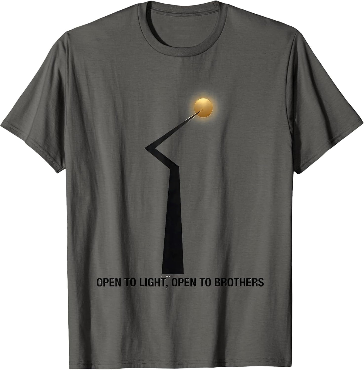 Men's Open To Light Open To Brothers Freemason Masonic Brotherhood T-Shirt - Asphalt Grey