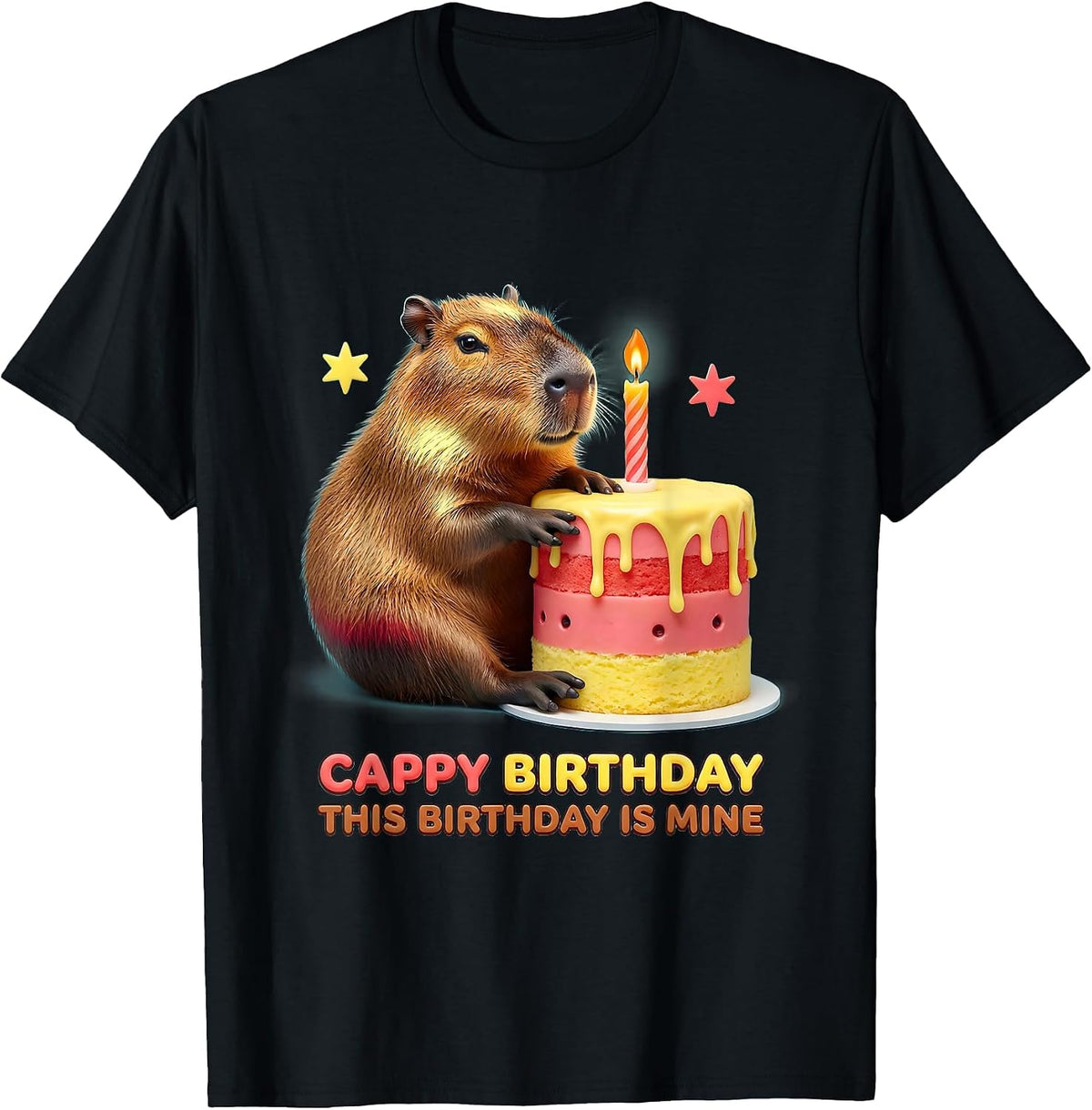 Men's Cappy Birthday This Birthday Is Mine Kawaii Capybara T-Shirt - Black