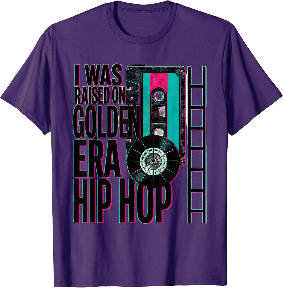 I Was Raised On Golden Era Hip Hop Nostalgic Retro Vintage T-Shirt - Purple