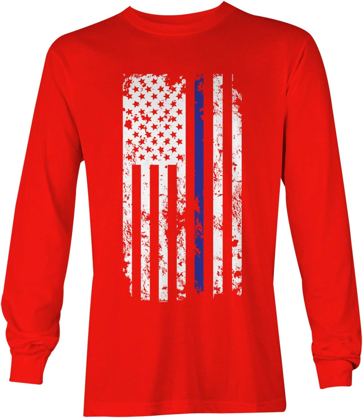 Haase Unlimited Blue Line American Flag - Support Cops Police Unisex Long Sleeve Shirt - Red