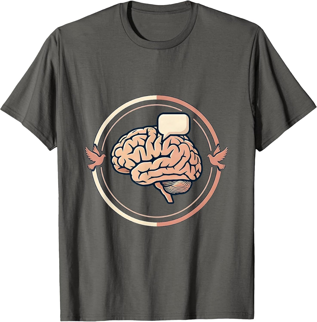 Brain Speech Bubble Graphic - SLP Mind Art T-Shirt - Asphalt Grey