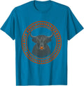 Seal Stamp Highland Cow Humor Flat Vector T-Shirt - Sapphire Blue
