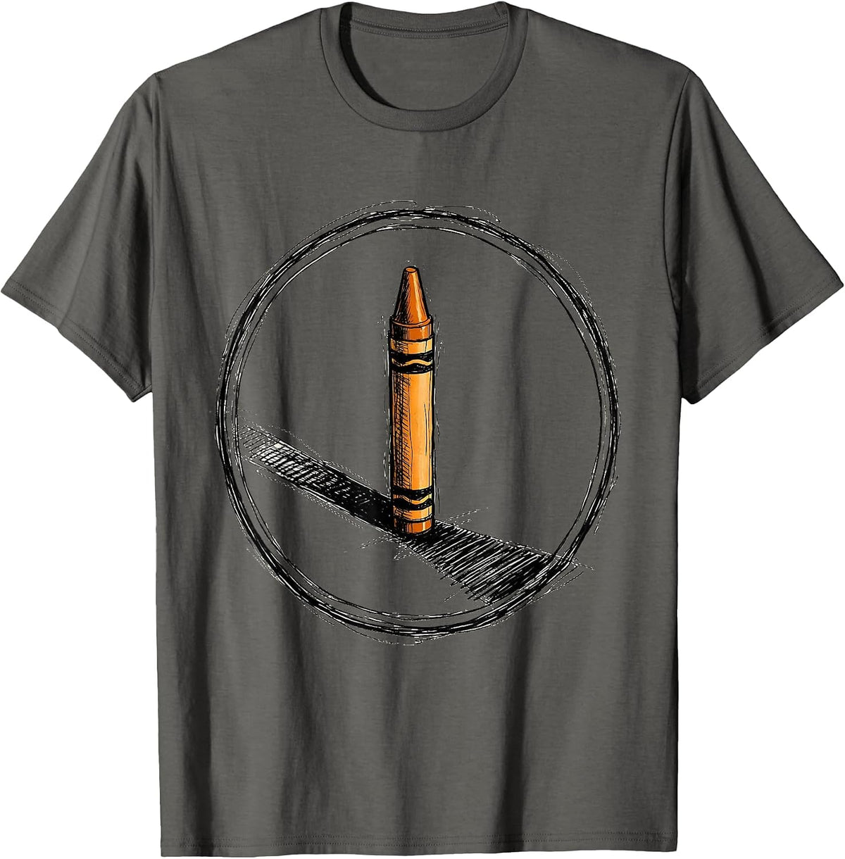 Men's Crayon Long Shadow Graphic Design T-Shirt - Asphalt Grey