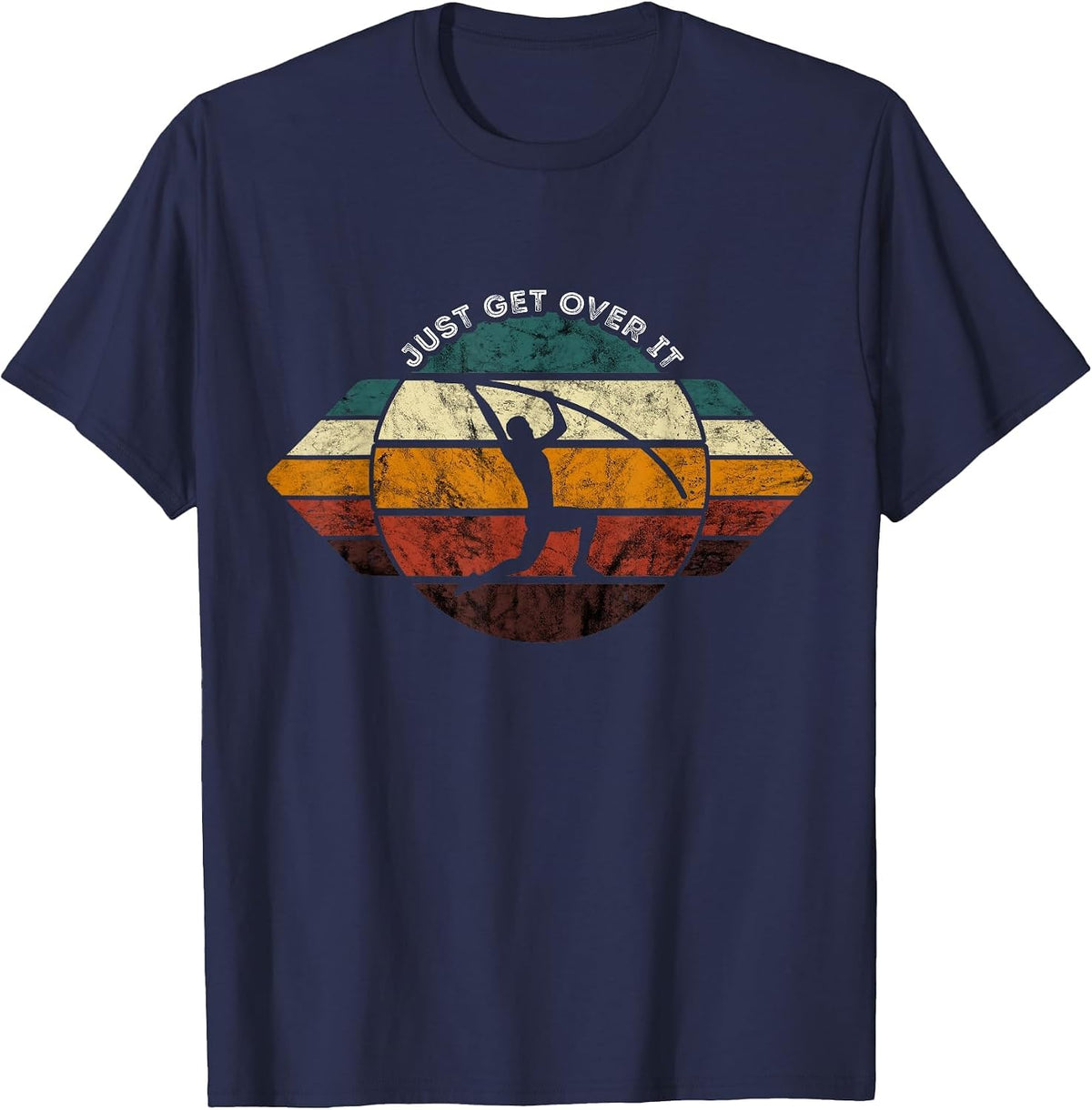 Pole Vault Vintage Retro Just Get Over Track and Field T-Shirt - Navy Blue