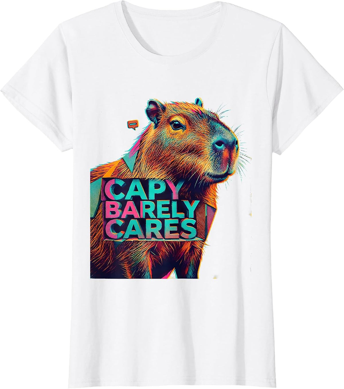 Women's Capy Barely Cares Funny Animal Meme Capybara Humor T-Shirt - White