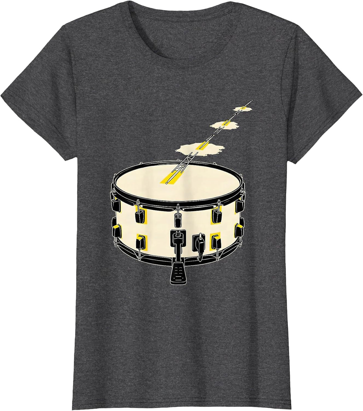 Women's Stencil Bass Drum Drummer Humor Vintage Gift T-Shirt - Dark Heather Grey