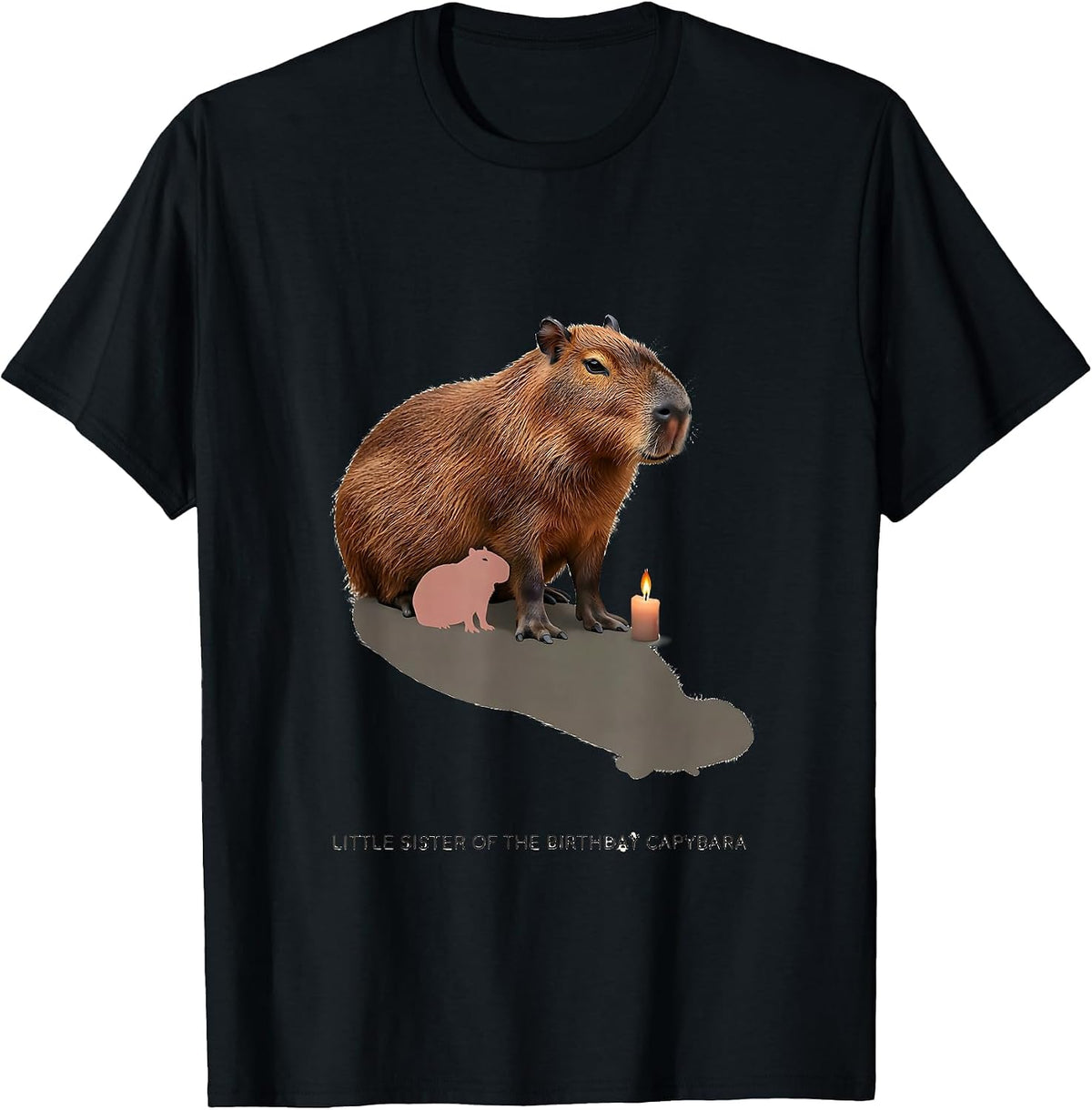 Men's Little Sister Of The Birthday Capybara Kawaii Animal Lover T-Shirt - Black
