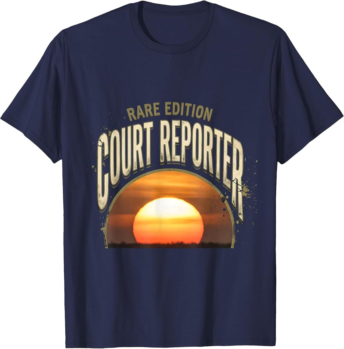 Rare Edition Court Reporter Distressed Funny Job Title T-Shirt - Navy Blue