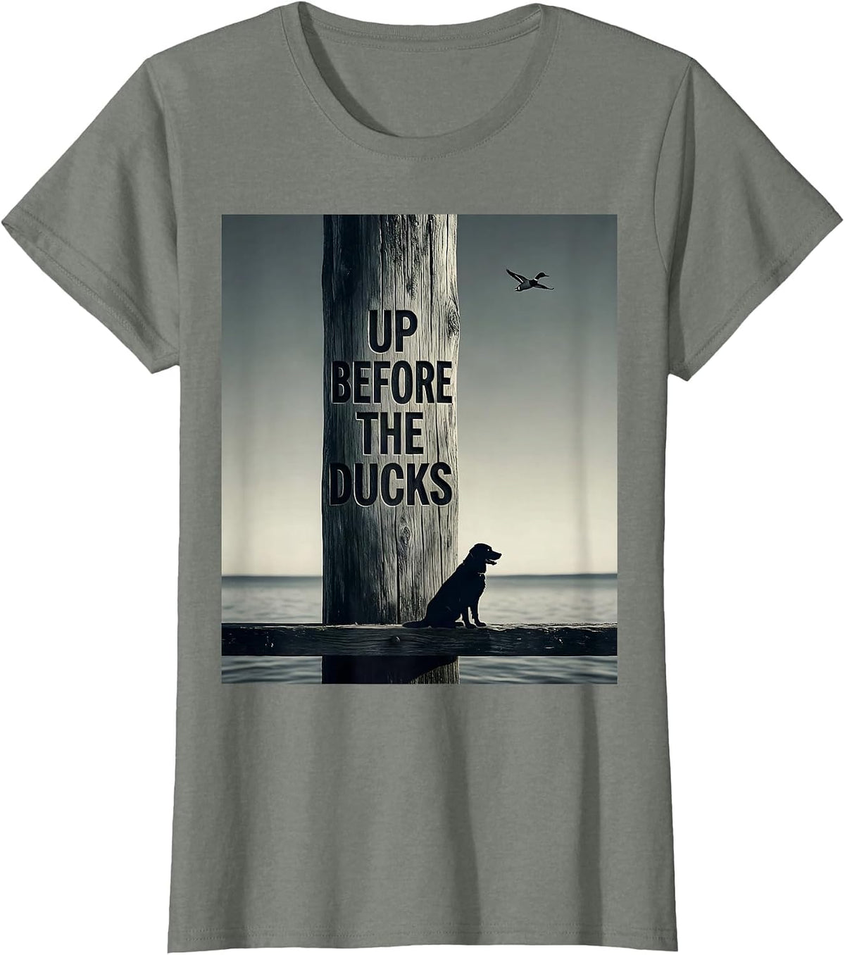 Up Before The Ducks Vintage Duck Hunting Labrador Retriever T-Shirt - Olive Heather