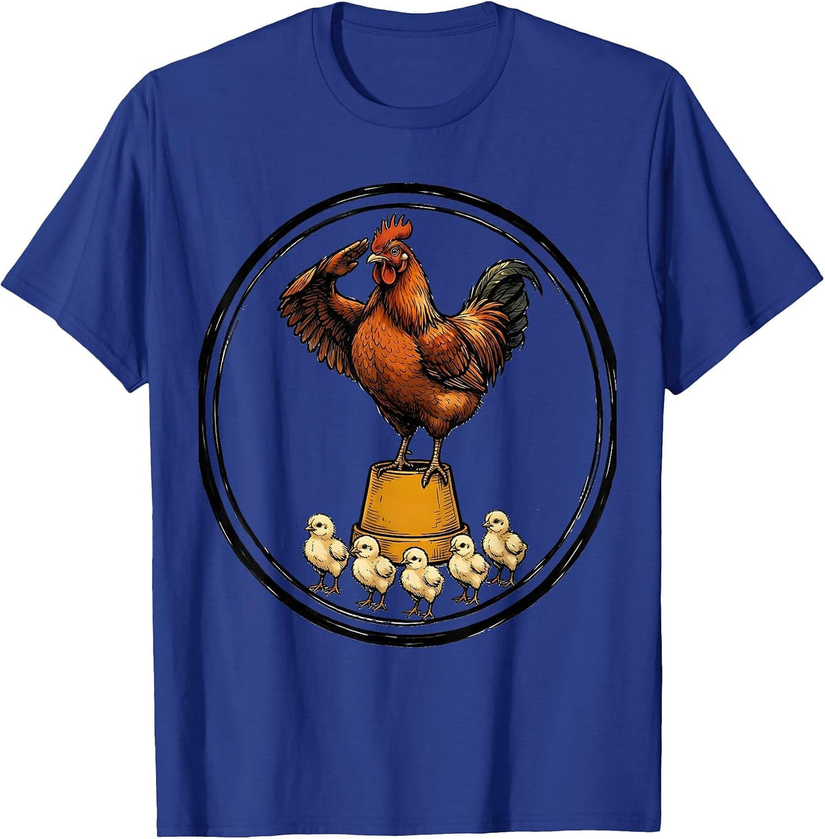 Chicken Badge Funny Farm Animal Lover Novelty T-Shirt - Royal Blue