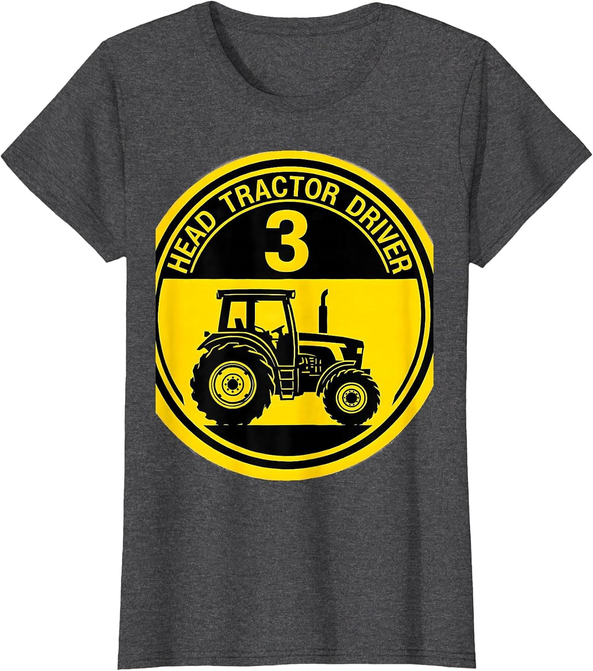 Women's Head Tractor Driver Age 3 Toddler Boy Birthday Tractor Lover T-Shirt - Dark Heather Grey