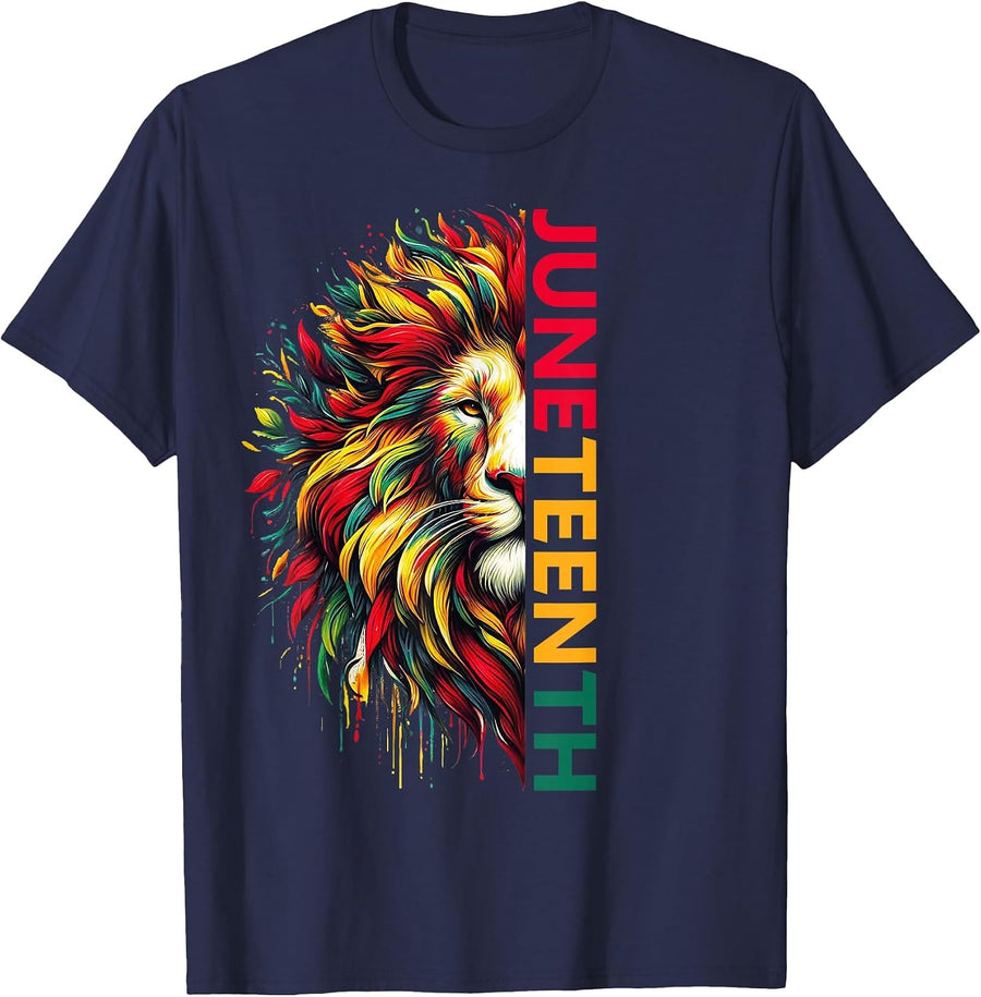 African American Juneteenth Lion i am Black History Melanin T-Shirt - Navy Blue