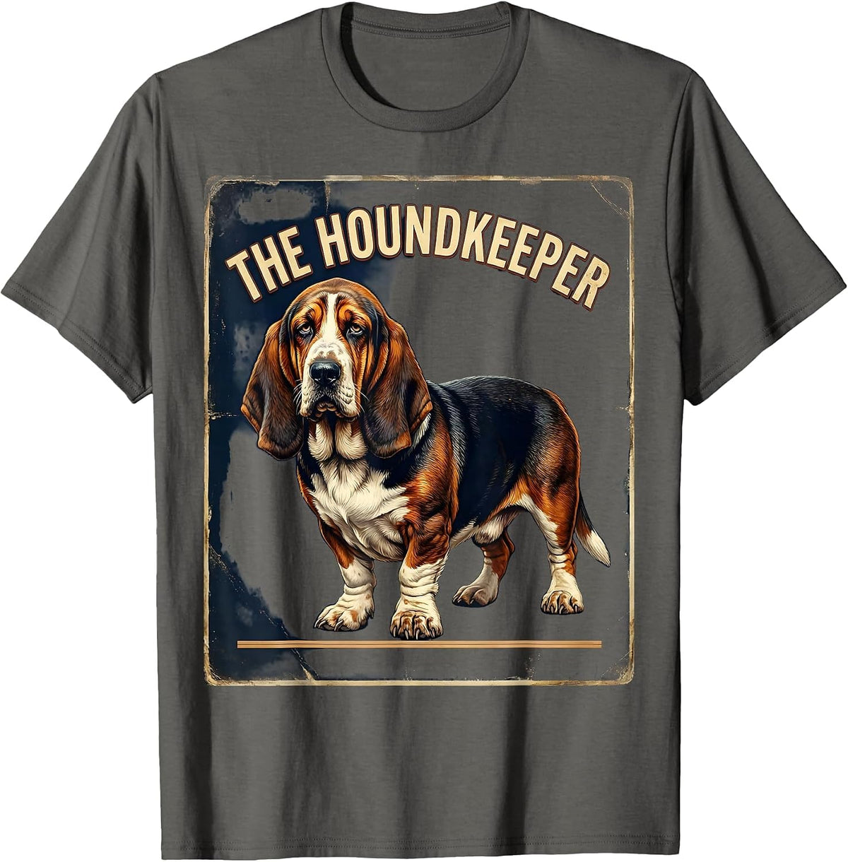 The Houndkeeper Vintage Basset Hound Owner Deadpan Humor T-Shirt - Asphalt Grey