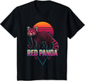 Red Panda Retro T-Shirt - Black