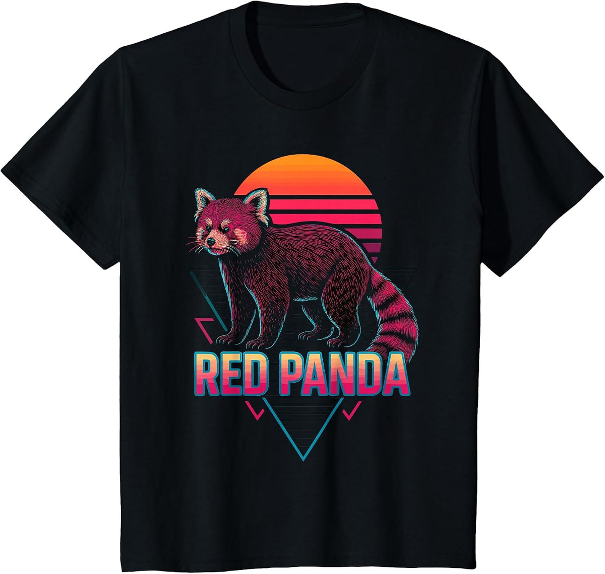 Red Panda Retro T-Shirt - Black