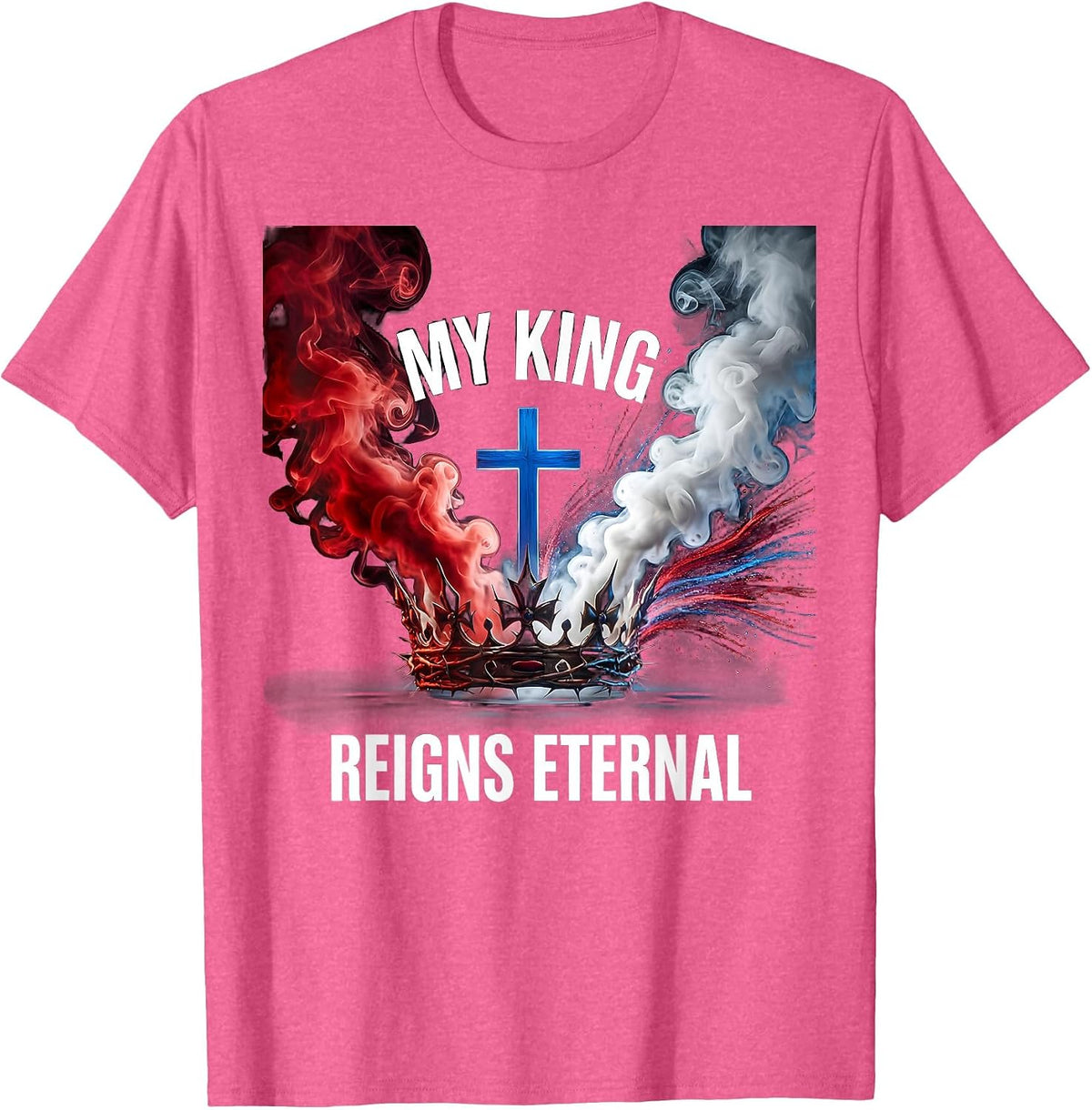 My King Reigns Eternal Christ Is King Design T-Shirt - Pink Heather