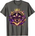 Purple Gold and Sassy Mardi Gras Design T-Shirt - Asphalt Grey