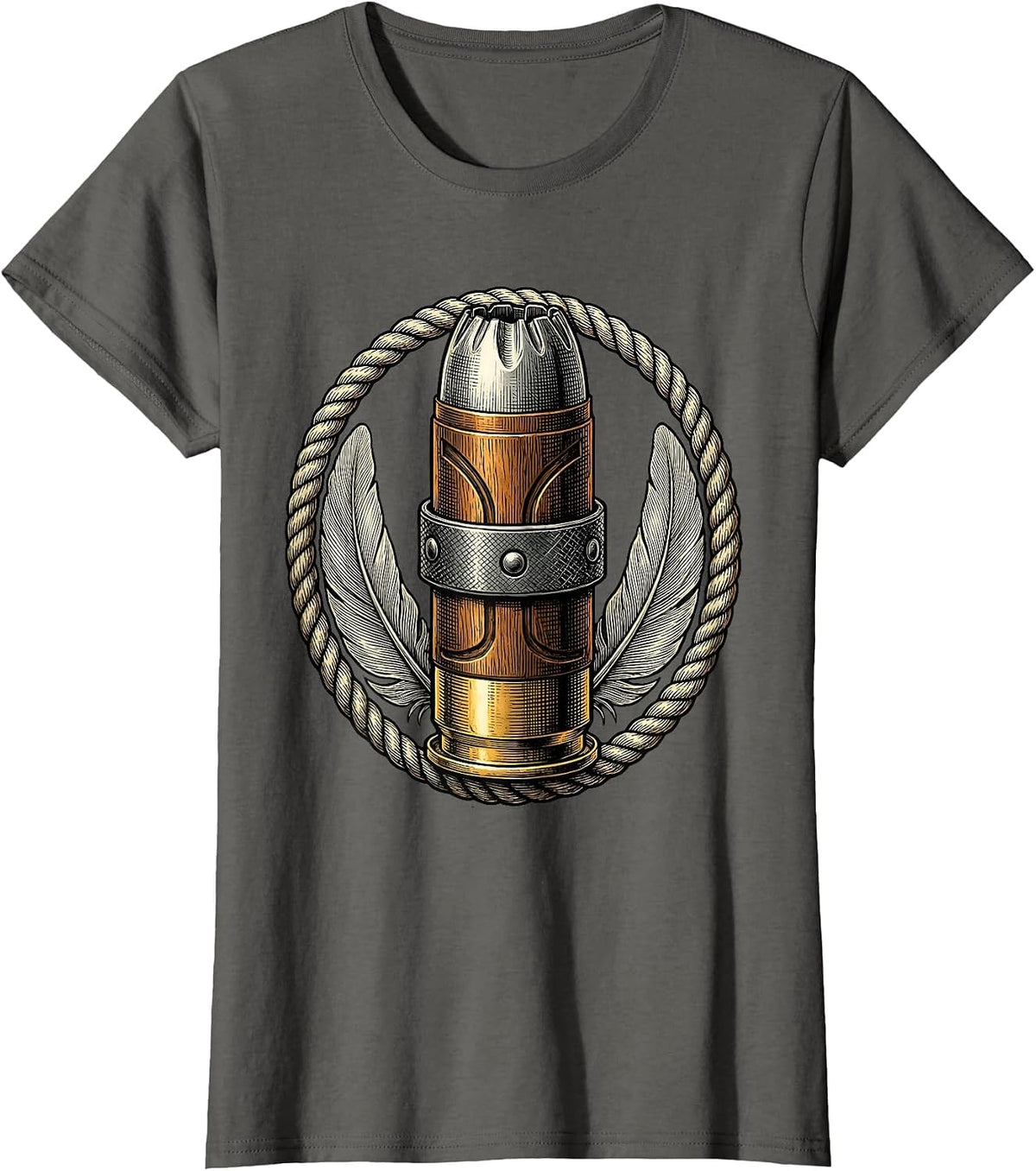 Women's Duck Band Shotgun Shell Hunting Graphic T-Shirt - Asphalt Grey