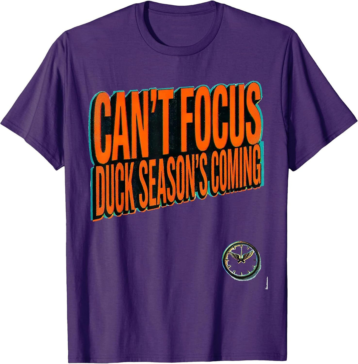 Men's Can't Focus Duck Season's Coming Riso Hunting Youth T-Shirt - Purple