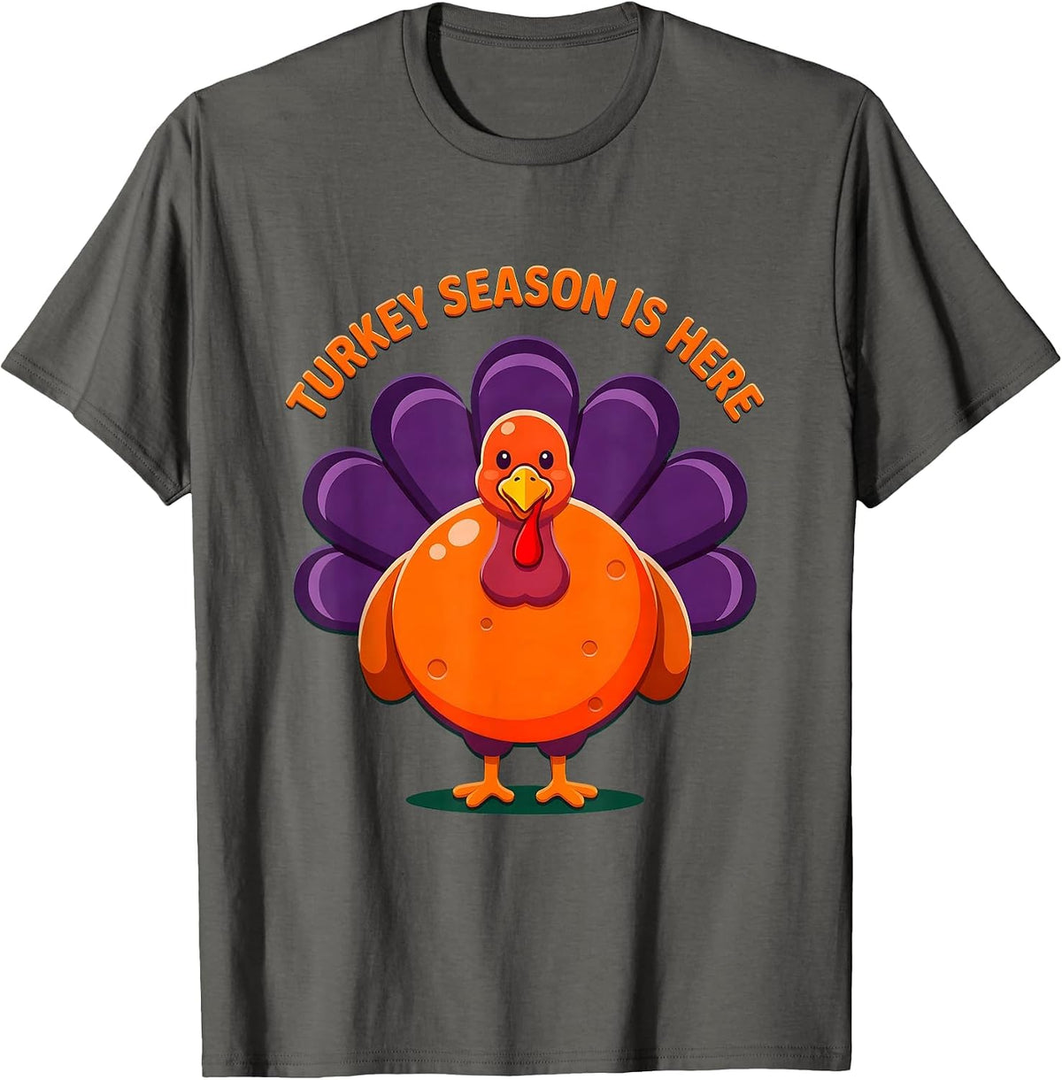 Turkey Season Is Here Thanksgiving Hunting Design T-Shirt - Asphalt Grey