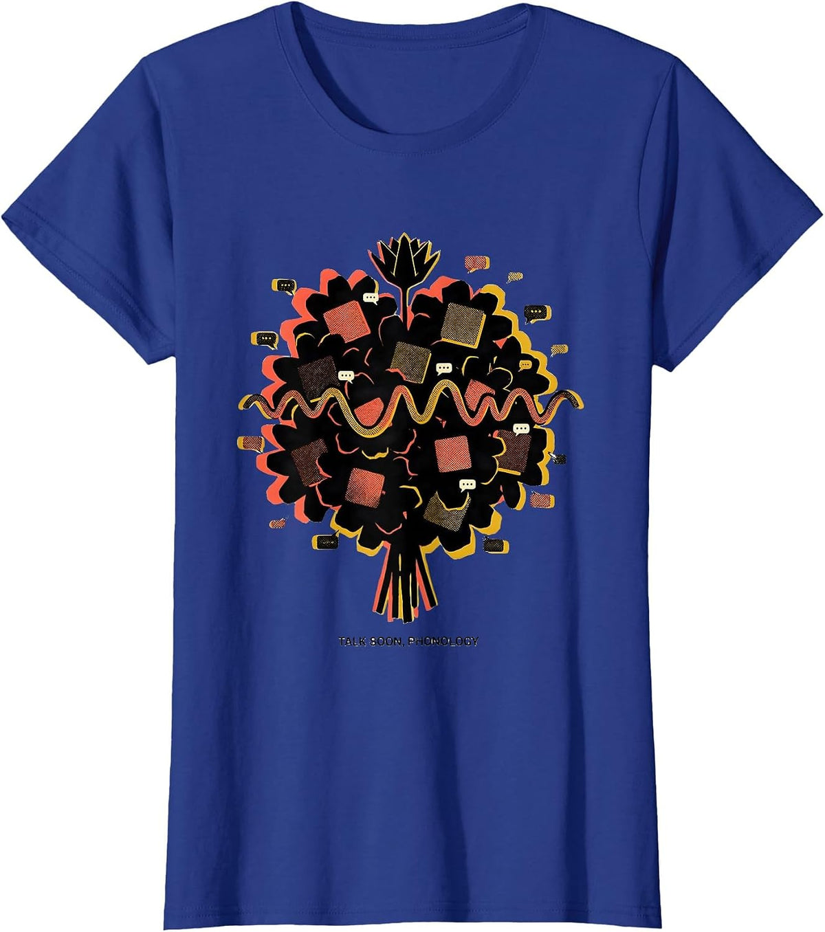 Women's Talk Soon Phonology Retro Floral Speech Language Pathologist T-Shirt - Royal Blue