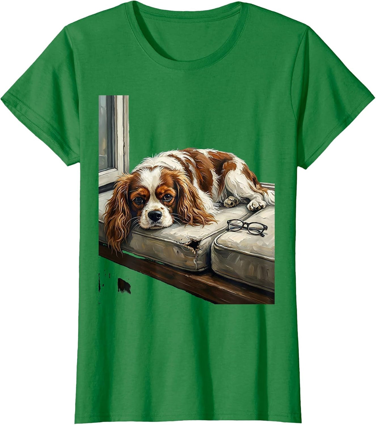 Women's Cavalier King Charles Spaniel Art Dog Owner Gift T-Shirt - Kelly Green