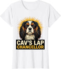 Women's Cav's Lap Chancellor Pop Art Cavalier King Charles Spaniel T-Shirt - White
