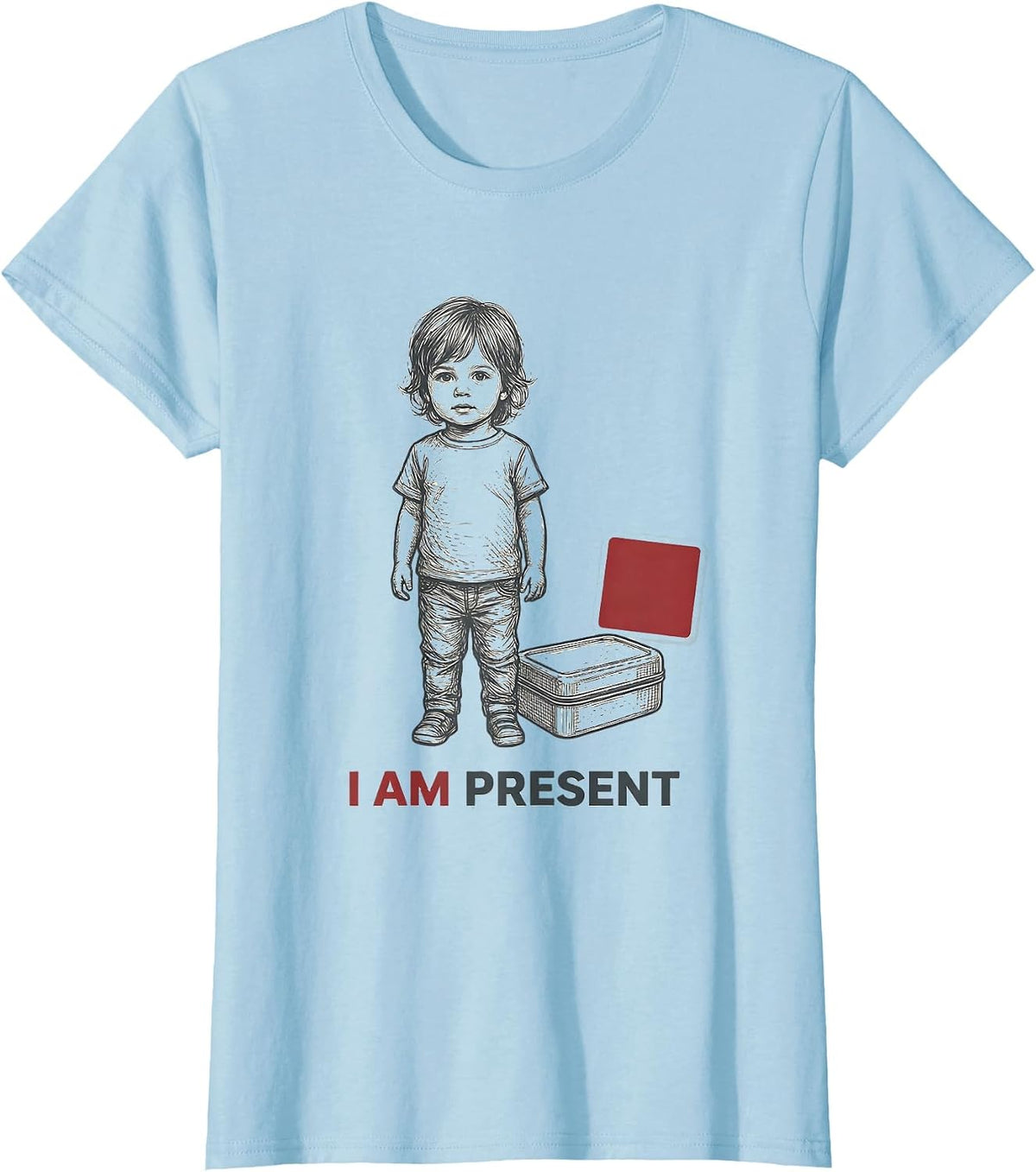 I Am Present Retro Groovy Positivity Special Education T-Shirt - Baby Blue