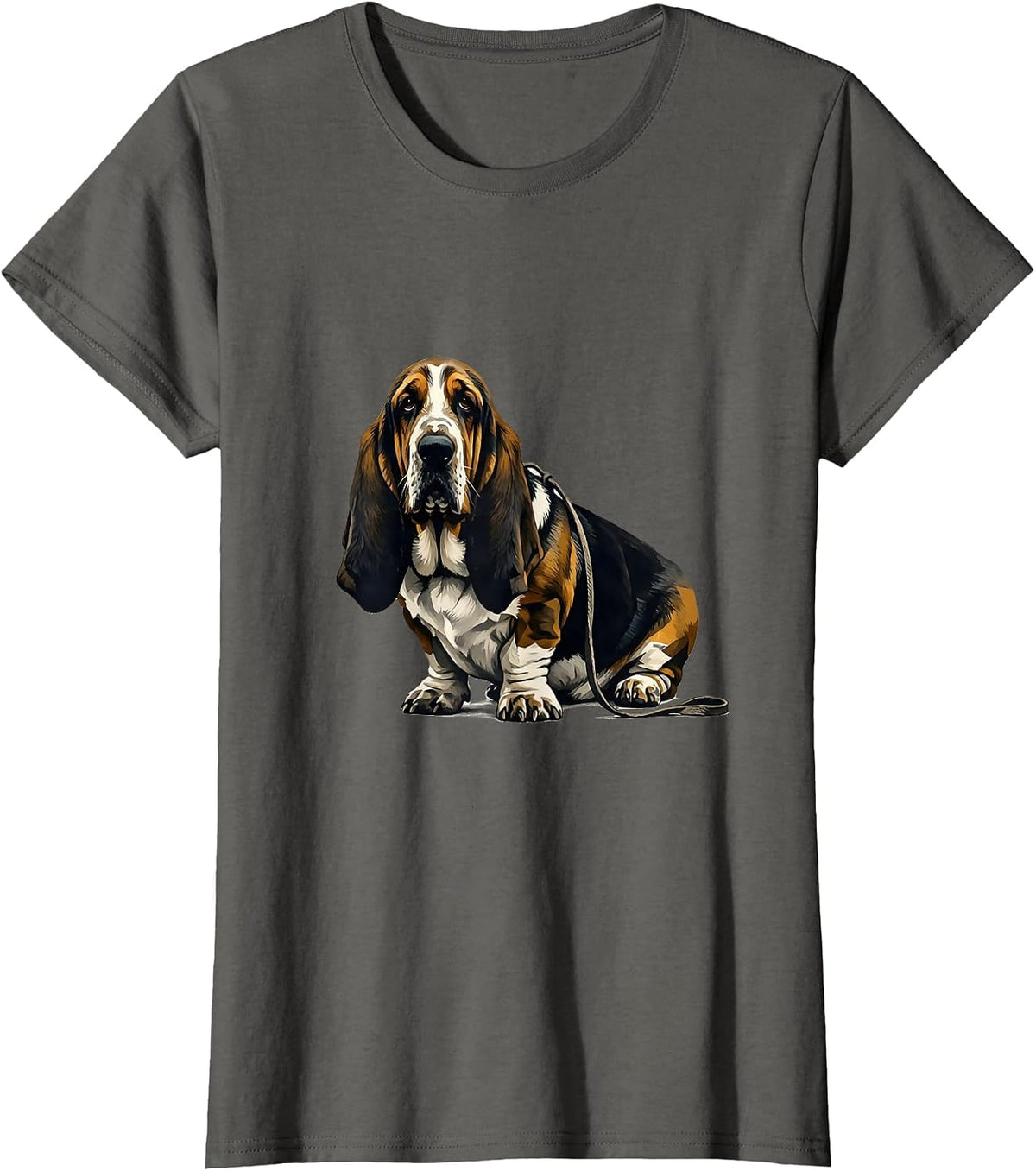 Women's Basset Hound Speed Bump Funny Dog Lover Gift T-Shirt - Asphalt Grey