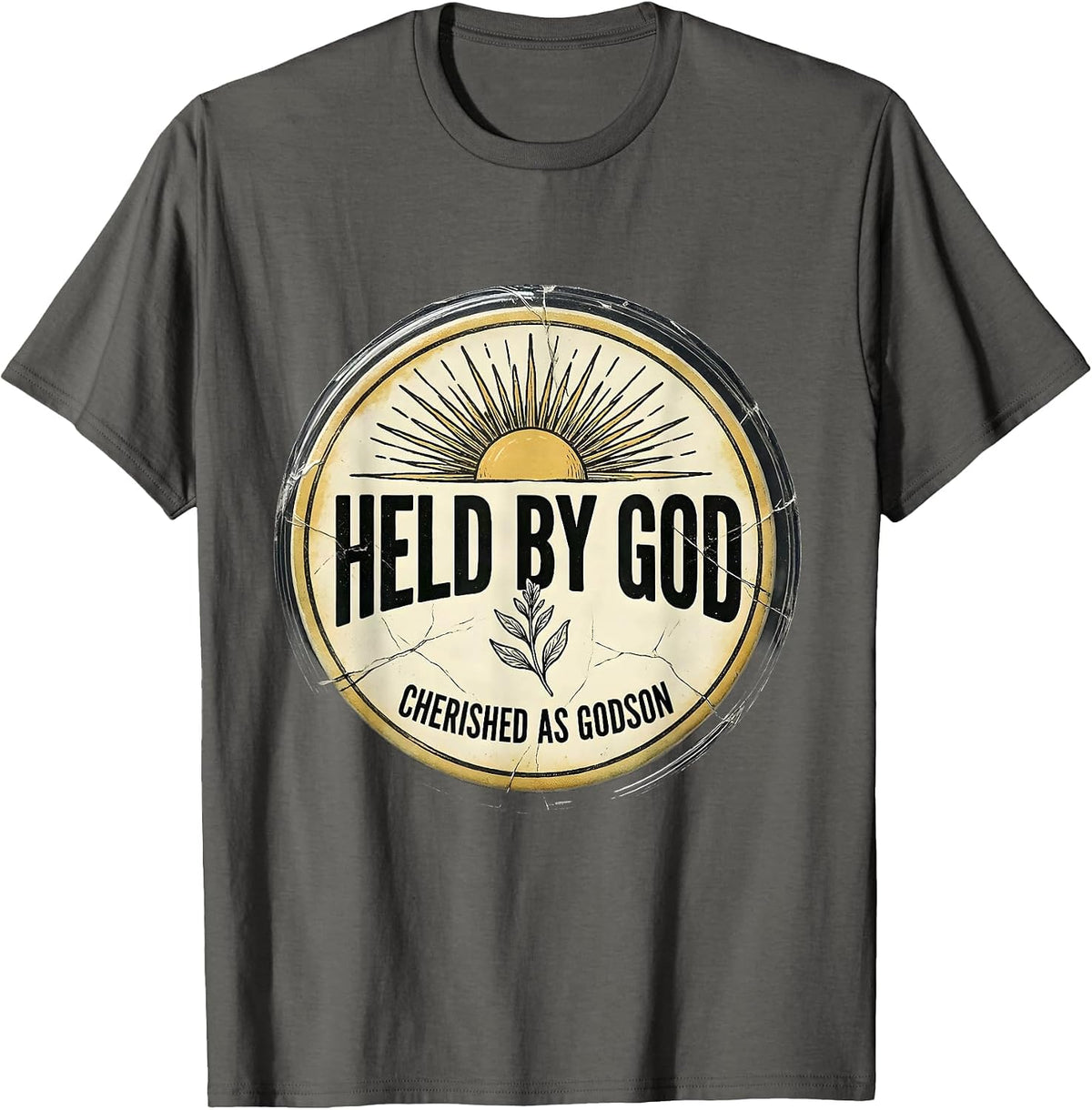 Held By God Cherished As Godson Boho Faith Gift T-Shirt - Asphalt Grey