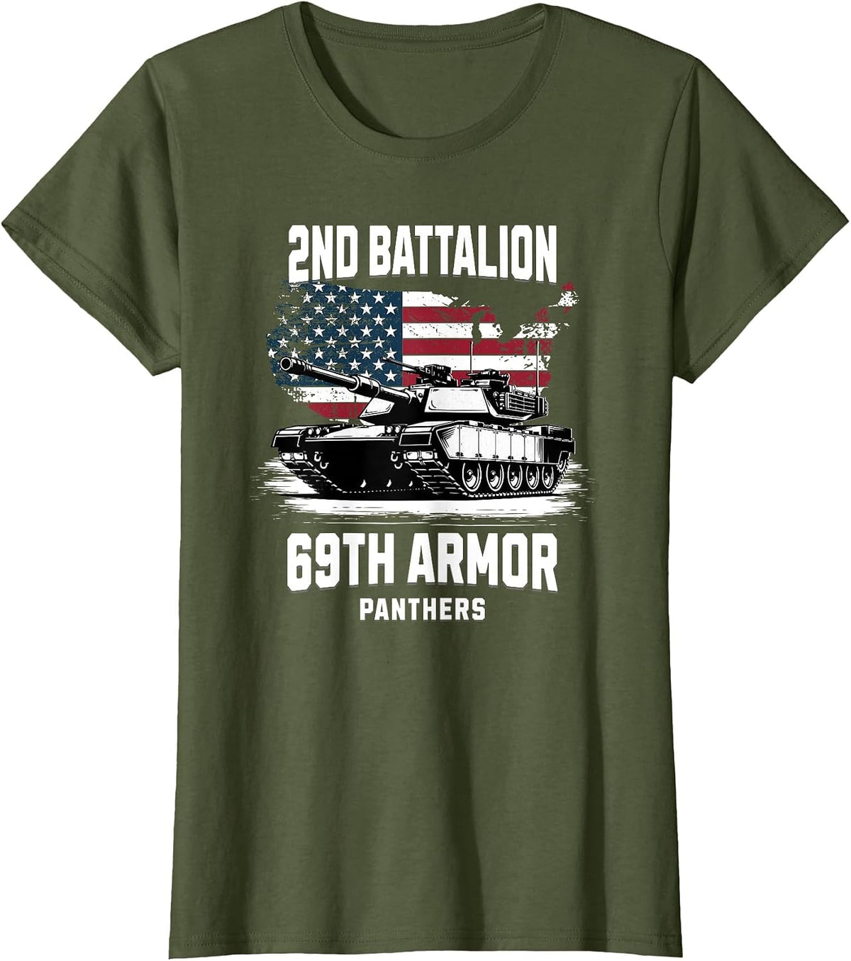 2nd Battalion 69th Armor M1 Abrams Tank Military Veteran T-Shirt - Olive Green