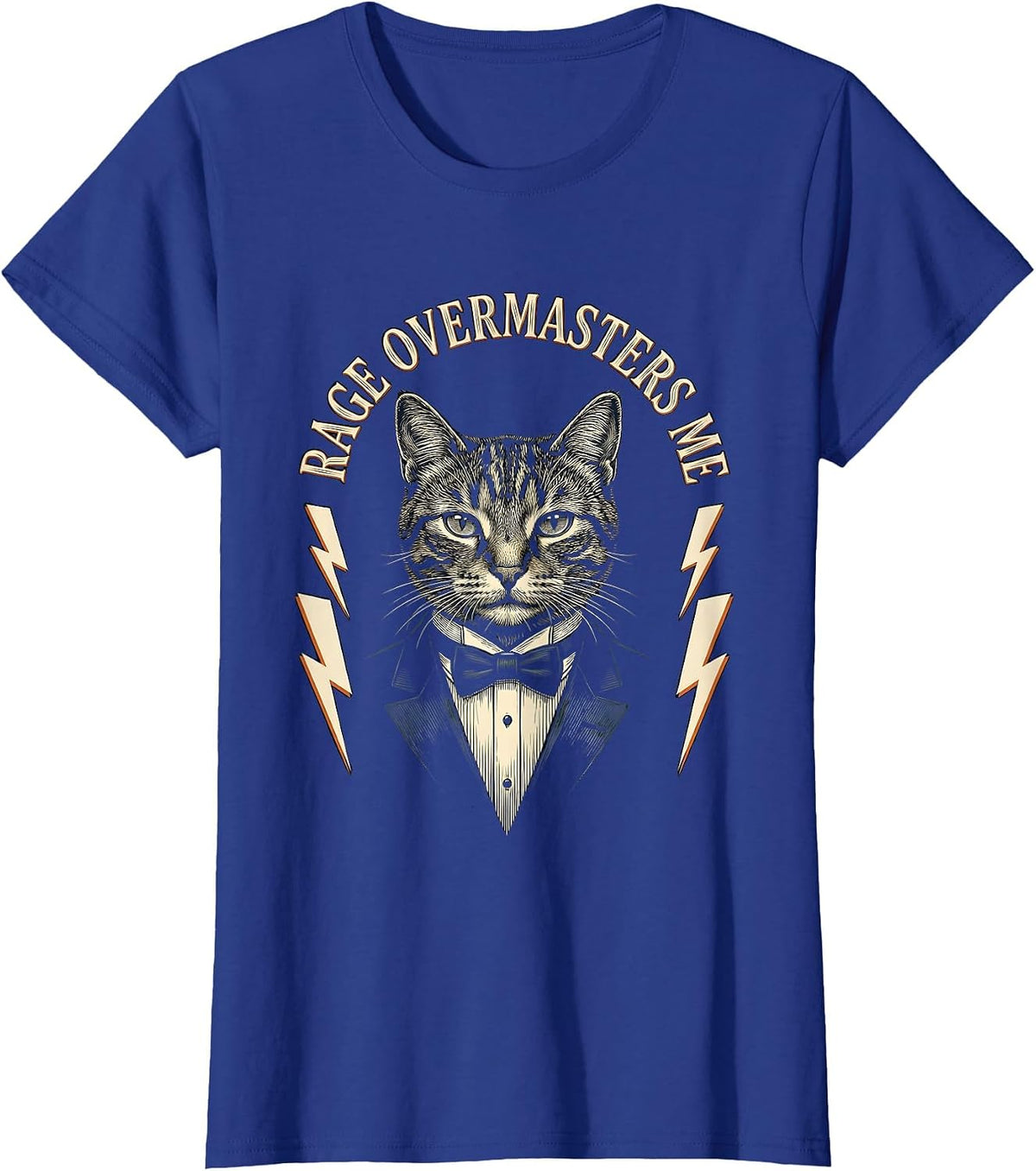 Women's Rage Overmasters Me Funny Tuxedo Cat Meme Humor T-Shirt - Royal Blue