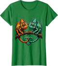 Women's Twin Day Mirrored Chameleons Matching Design T-Shirt - Kelly Green