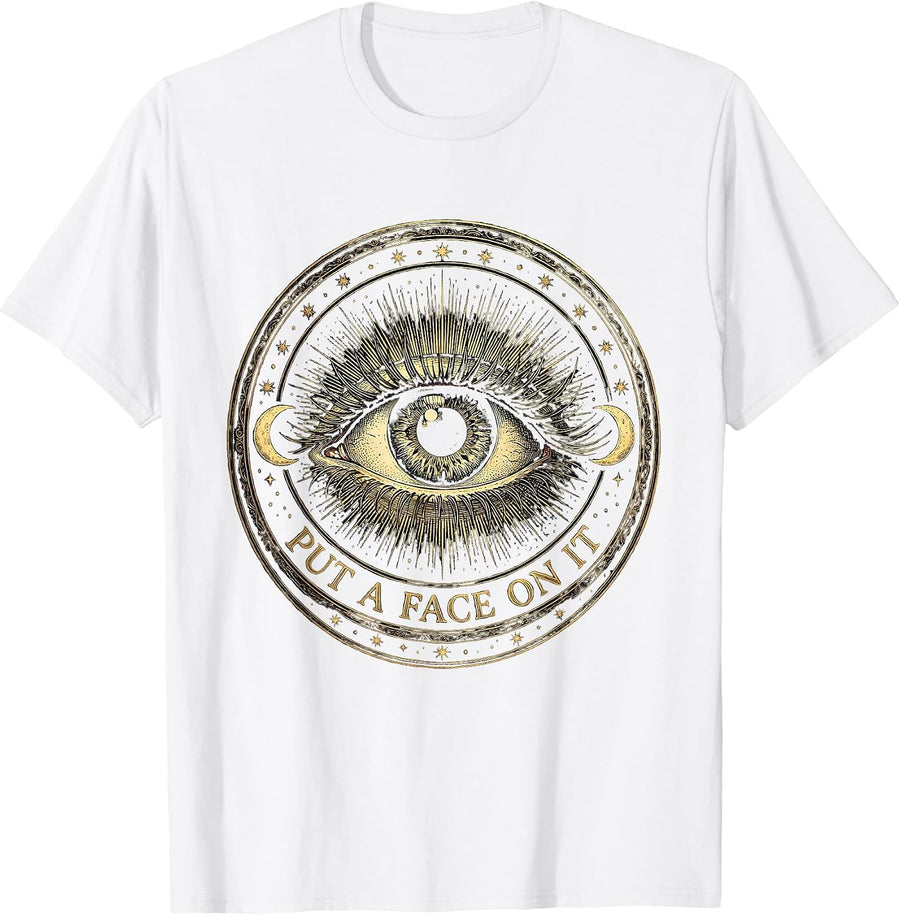 Men's Put a Face on It Bold Graphic Design T-Shirt - White