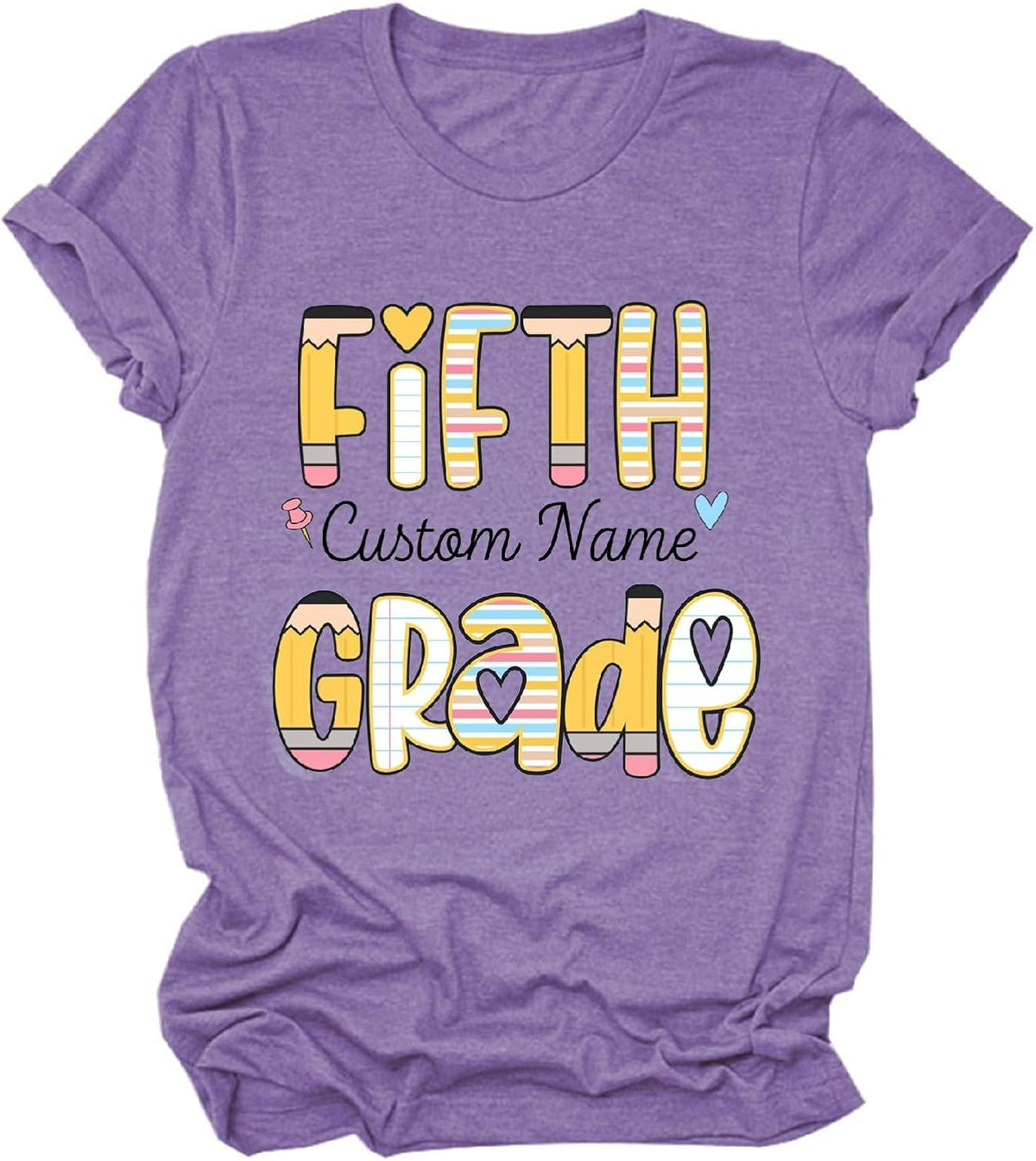 Custom Teacher Shirts Women Personalized Name Graphic Tees Short Sleeve T-Shirt Customized School First Day Tshirt - 5th